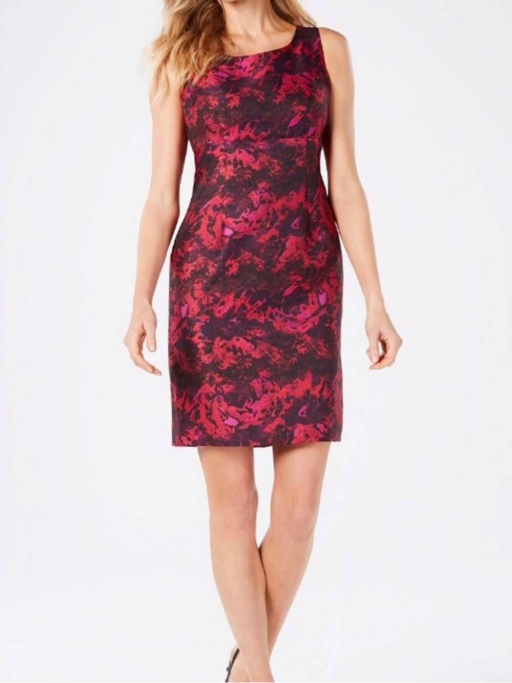 NWT Kasper Abstract Floral Sheath Dress Sleeveless Size 6 Small
